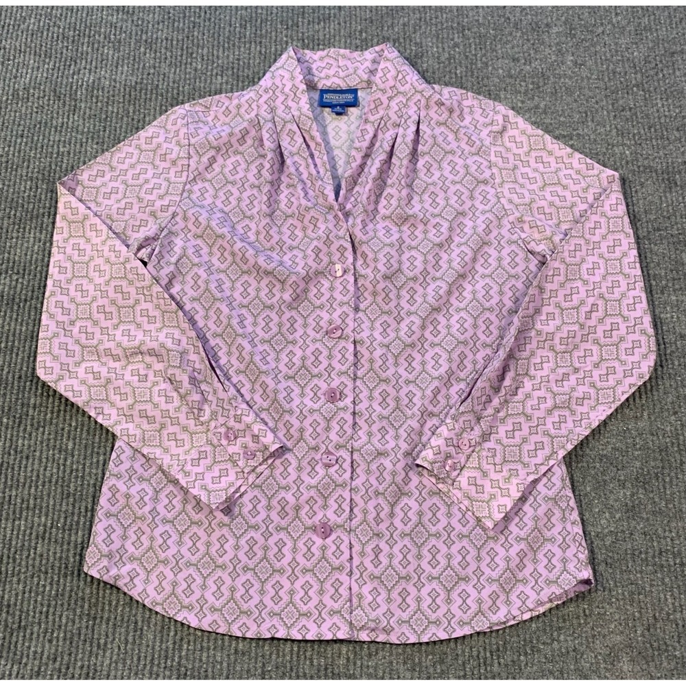 Pendleton Shirt Womens‎ 8 Purple Button Up Collared Shacket Lightweight Luxury